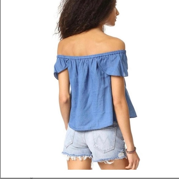 Madewell chambray Bellamy off shoulder flowy top - Picture 2 of 8